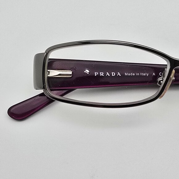 Prada VPR 58L 5AV-1O1 Gunmetal Plum Eyeglasses Frame w/ Case Italy 49-14-135 - Picture 12 of 14